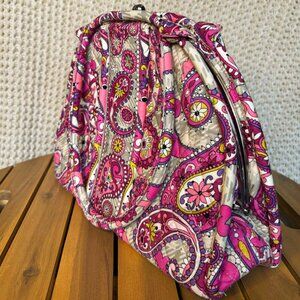Vera Bradley Pink Paisley Kiss Lock Frame Bag Quilted Cotton Shoulder Bag